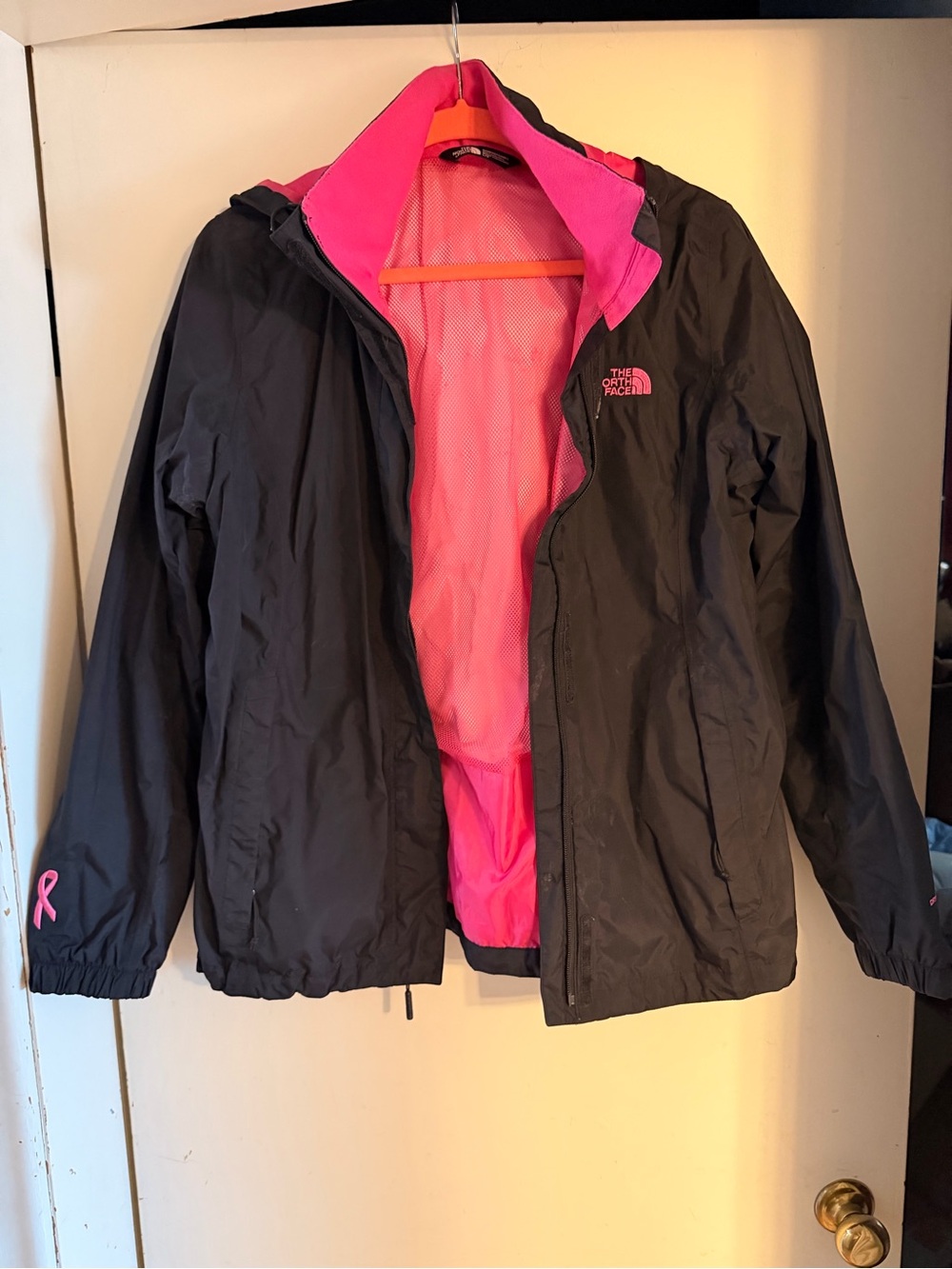 The North Face Black Raincoat with Pink Lining - Ladies